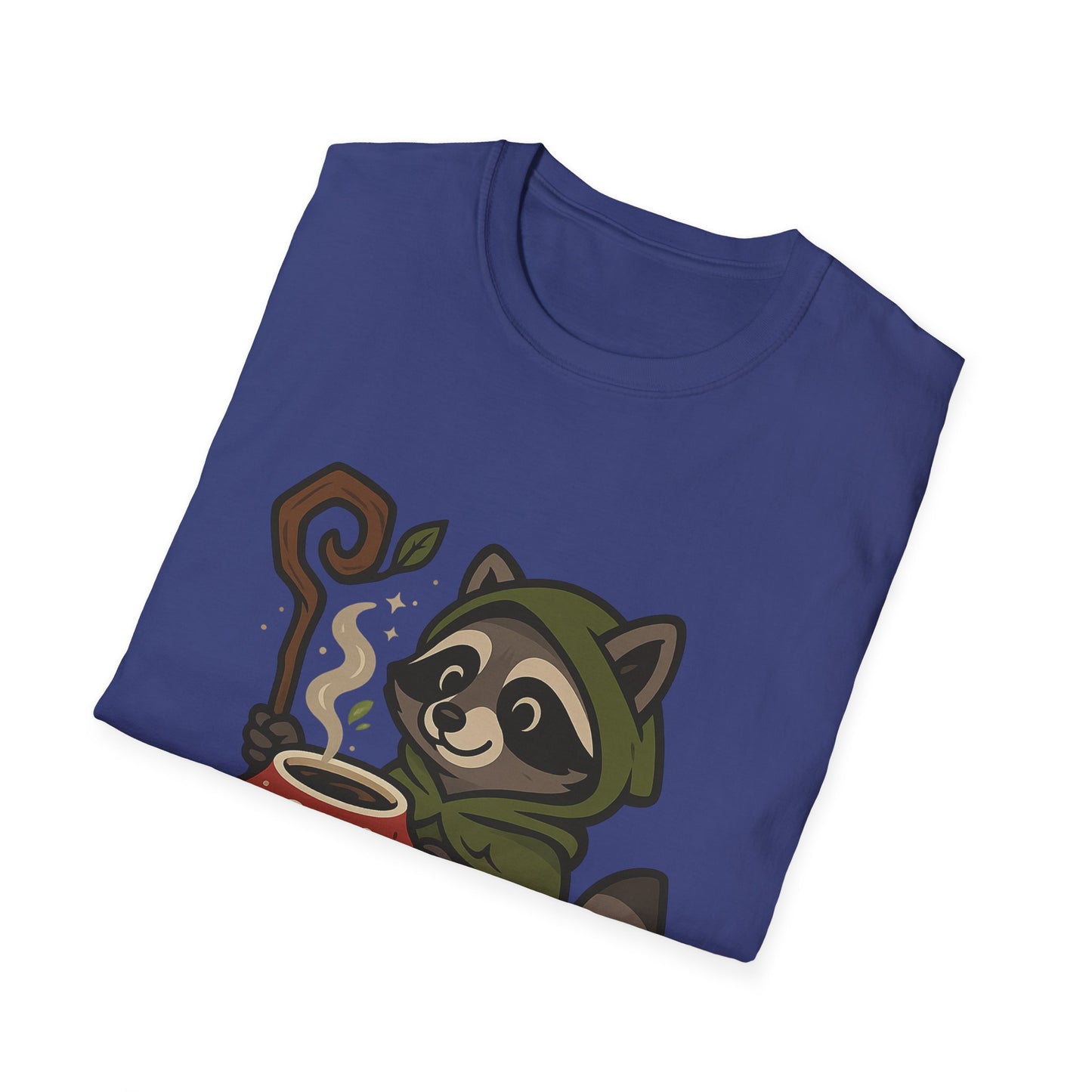 Wizard Raccoon Unisex Softstyle T-Shirt - Cozy Nature Vibe, Perfect for Casual Wear & Gifting