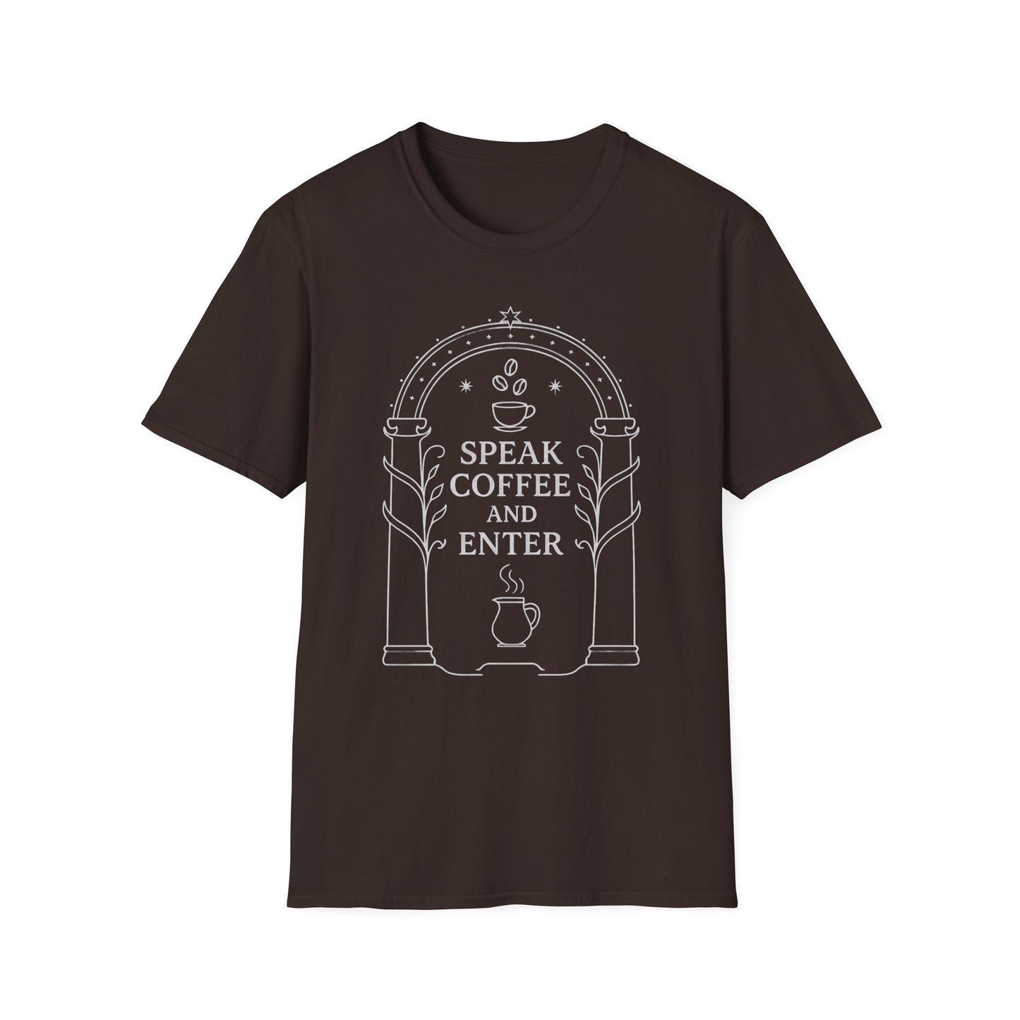 Moria Inspired T-Shirt Speak Coffee and Enter