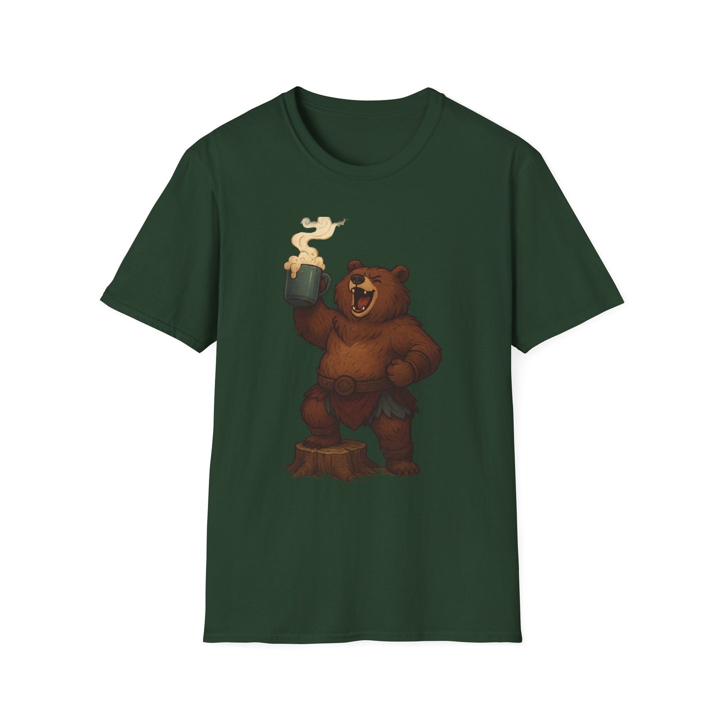 Bear Barbarian Unisex T-Shirt with Coffee Mug Design