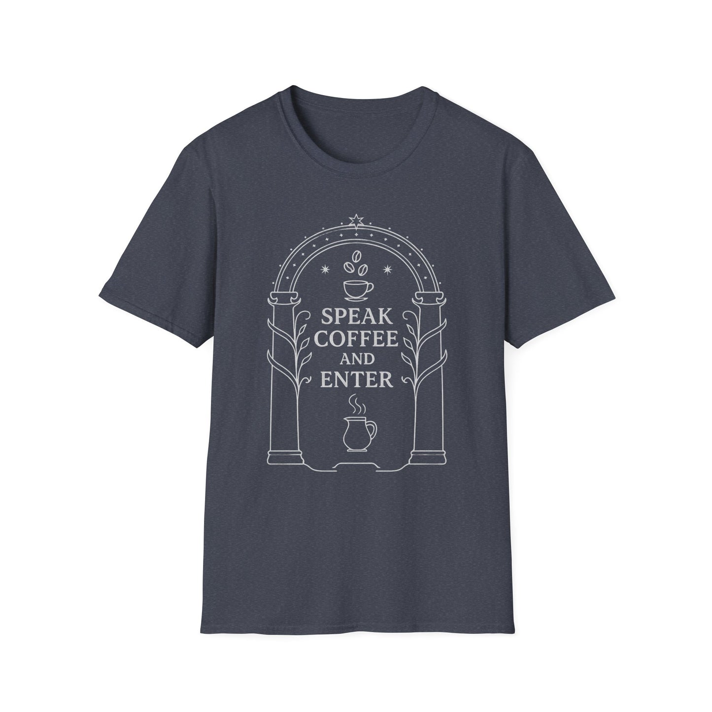 Moria Inspired T-Shirt Speak Coffee and Enter