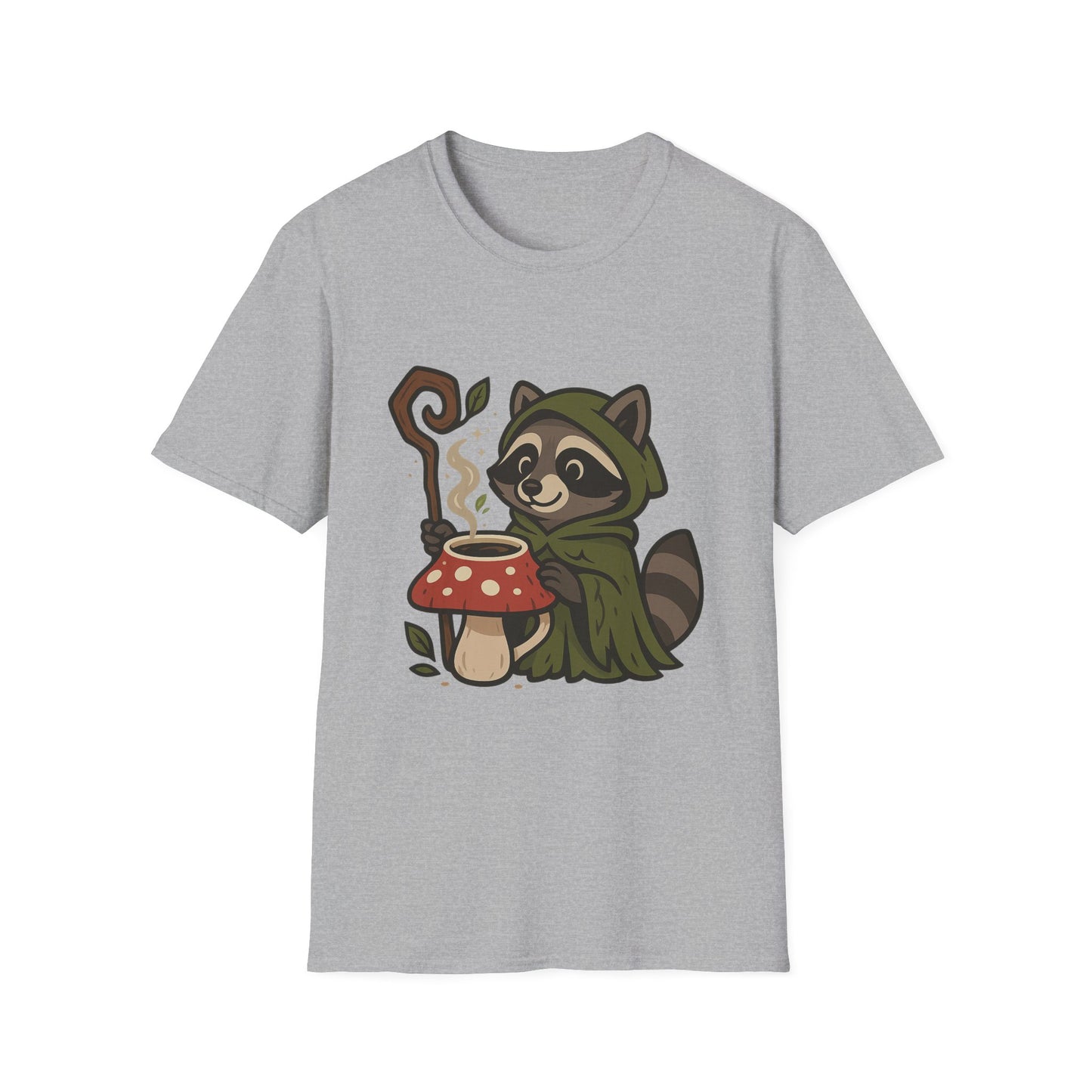 Wizard Raccoon Unisex Softstyle T-Shirt - Cozy Nature Vibe, Perfect for Casual Wear & Gifting