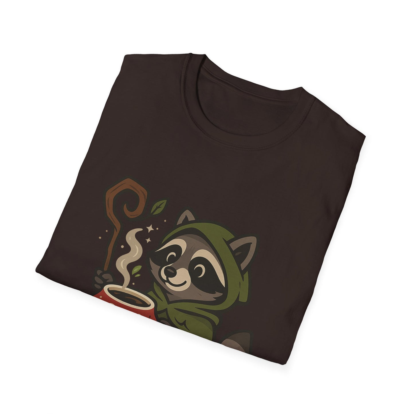 Wizard Raccoon Unisex Softstyle T-Shirt - Cozy Nature Vibe, Perfect for Casual Wear & Gifting