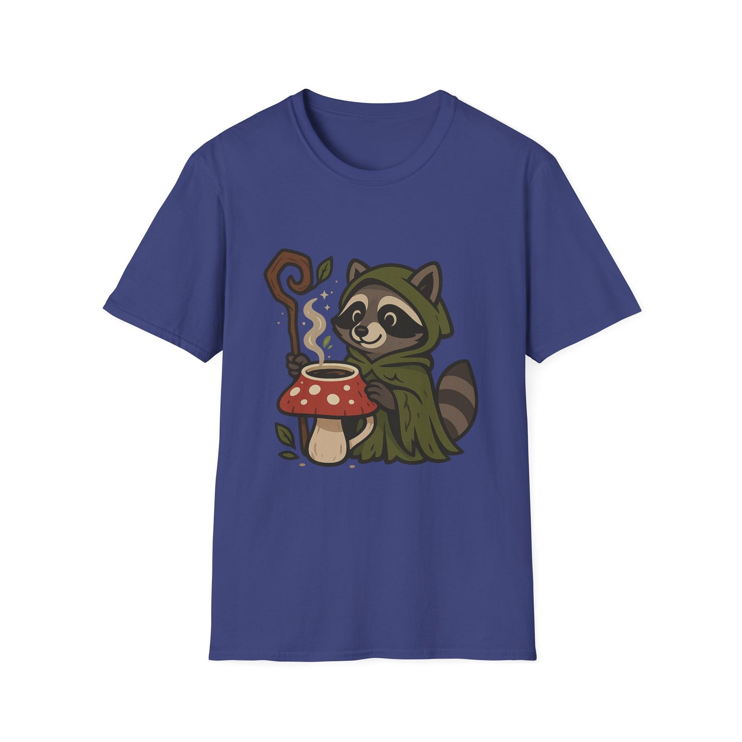 Wizard Raccoon Unisex Softstyle T-Shirt - Cozy Nature Vibe, Perfect for Casual Wear & Gifting