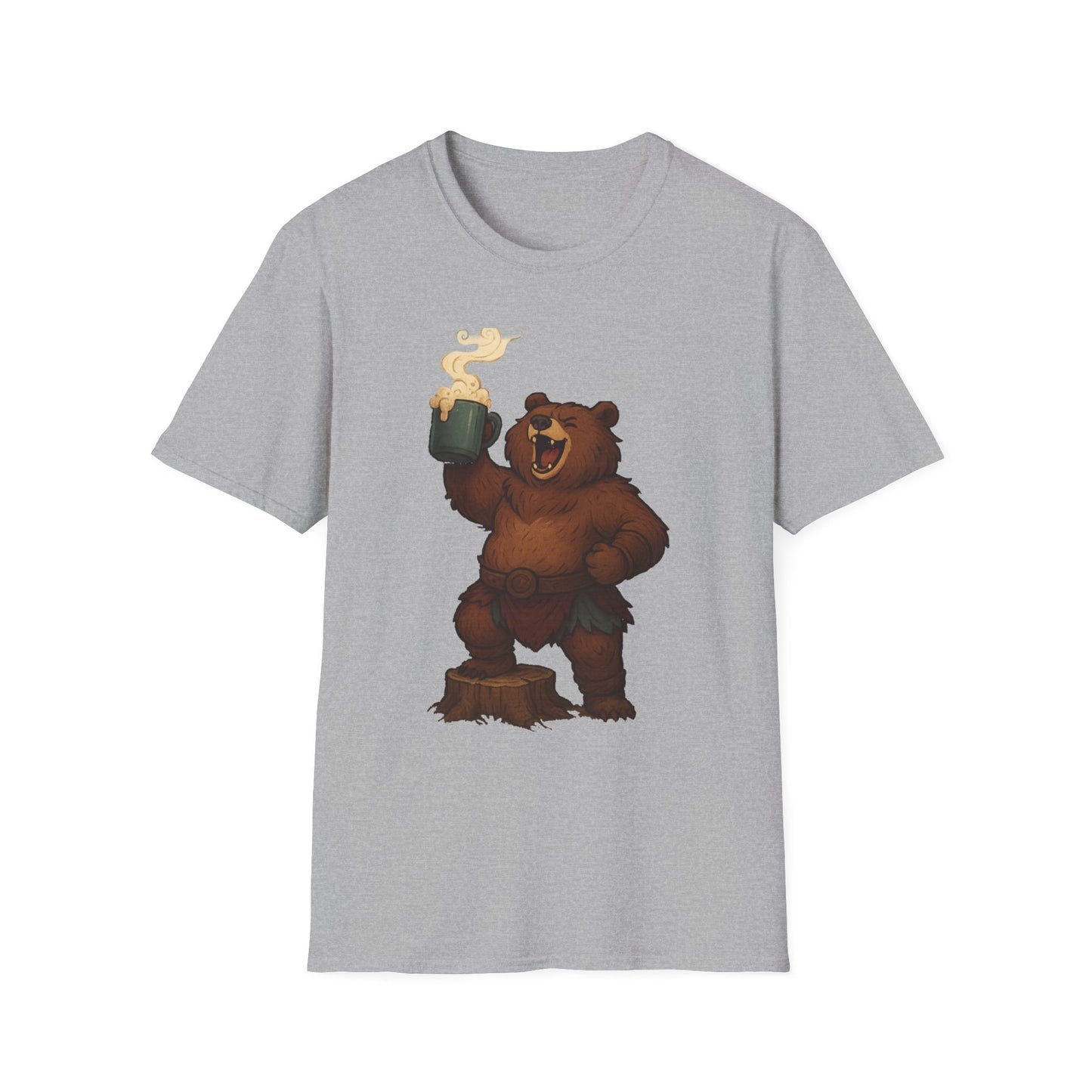 Bear Barbarian Unisex T-Shirt with Coffee Mug Design