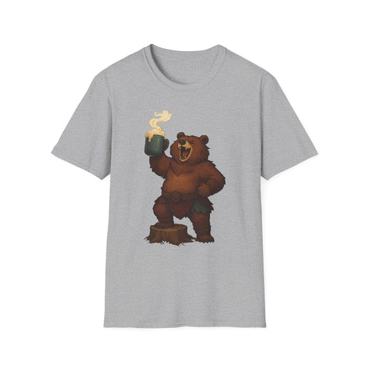 Bear Barbarian Unisex T-Shirt with Coffee Mug Design