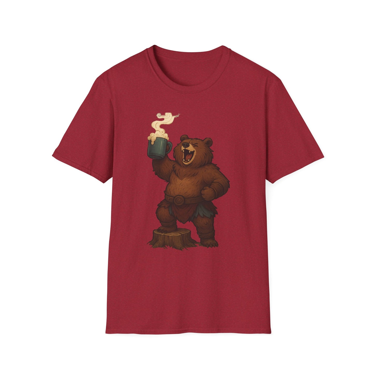 Bear Barbarian Unisex T-Shirt with Coffee Mug Design
