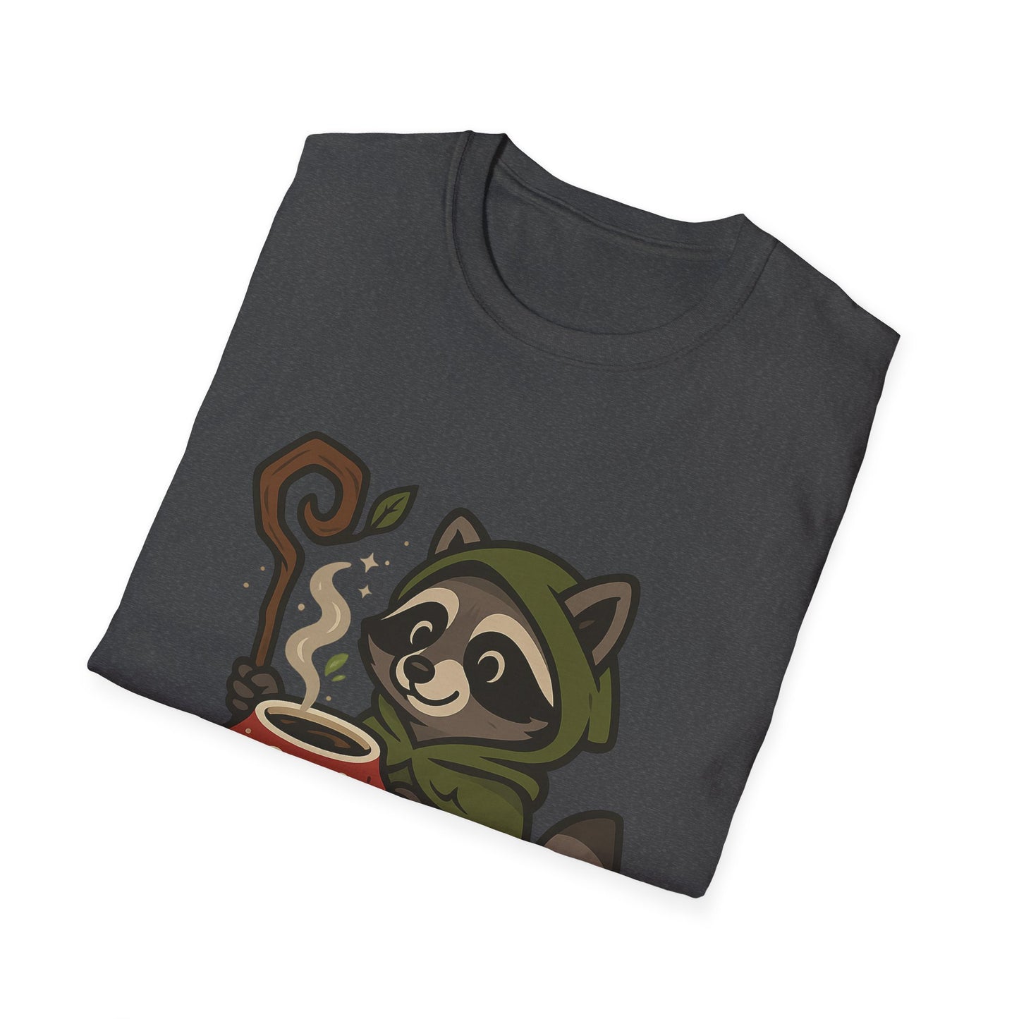 Wizard Raccoon Unisex Softstyle T-Shirt - Cozy Nature Vibe, Perfect for Casual Wear & Gifting