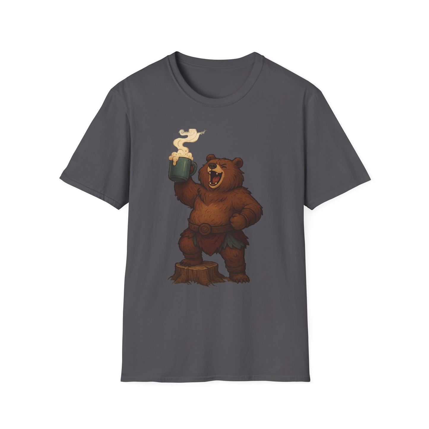 Bear Barbarian Unisex T-Shirt with Coffee Mug Design