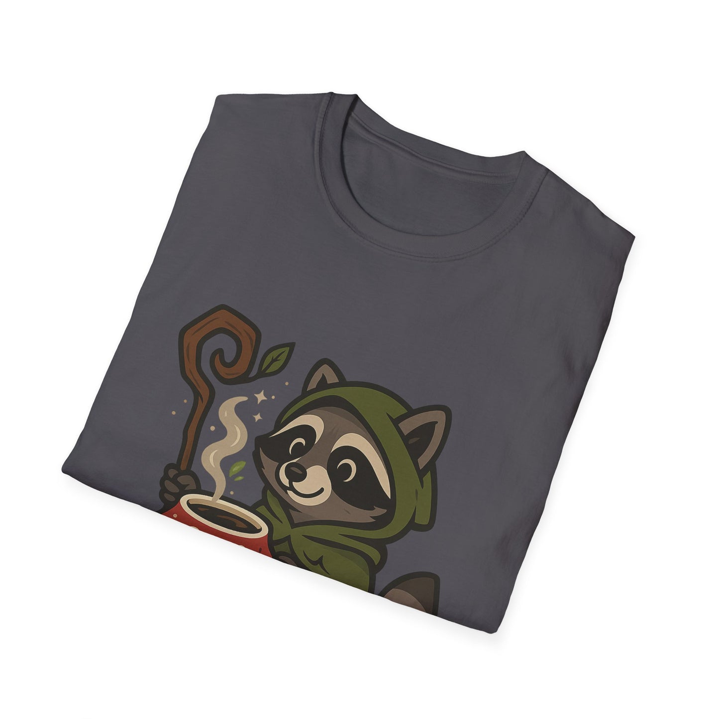 Wizard Raccoon Unisex Softstyle T-Shirt - Cozy Nature Vibe, Perfect for Casual Wear & Gifting