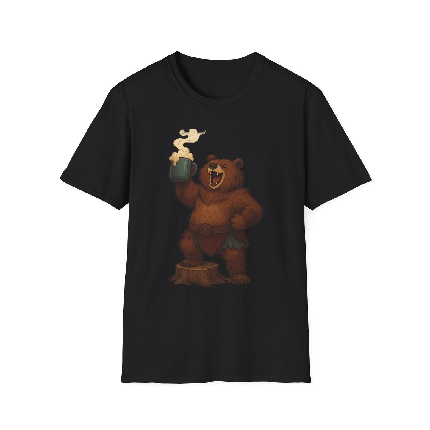 Bear Barbarian Unisex T-Shirt with Coffee Mug Design