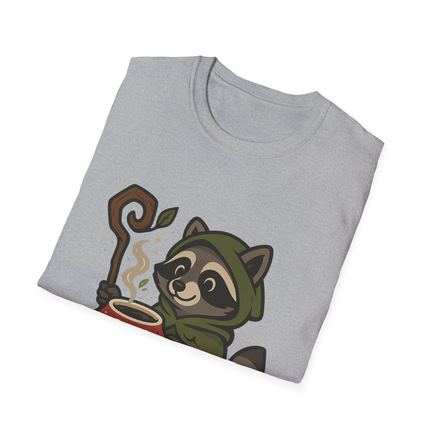 Wizard Raccoon Unisex Softstyle T-Shirt - Cozy Nature Vibe, Perfect for Casual Wear & Gifting