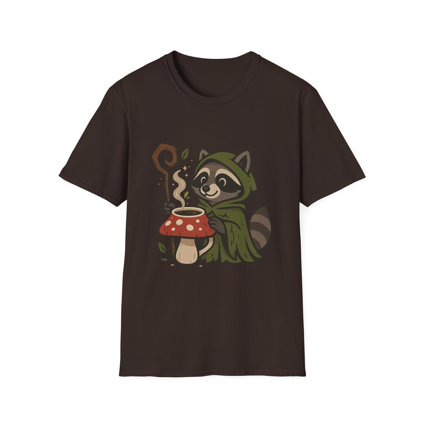 Wizard Raccoon Unisex Softstyle T-Shirt - Cozy Nature Vibe, Perfect for Casual Wear & Gifting