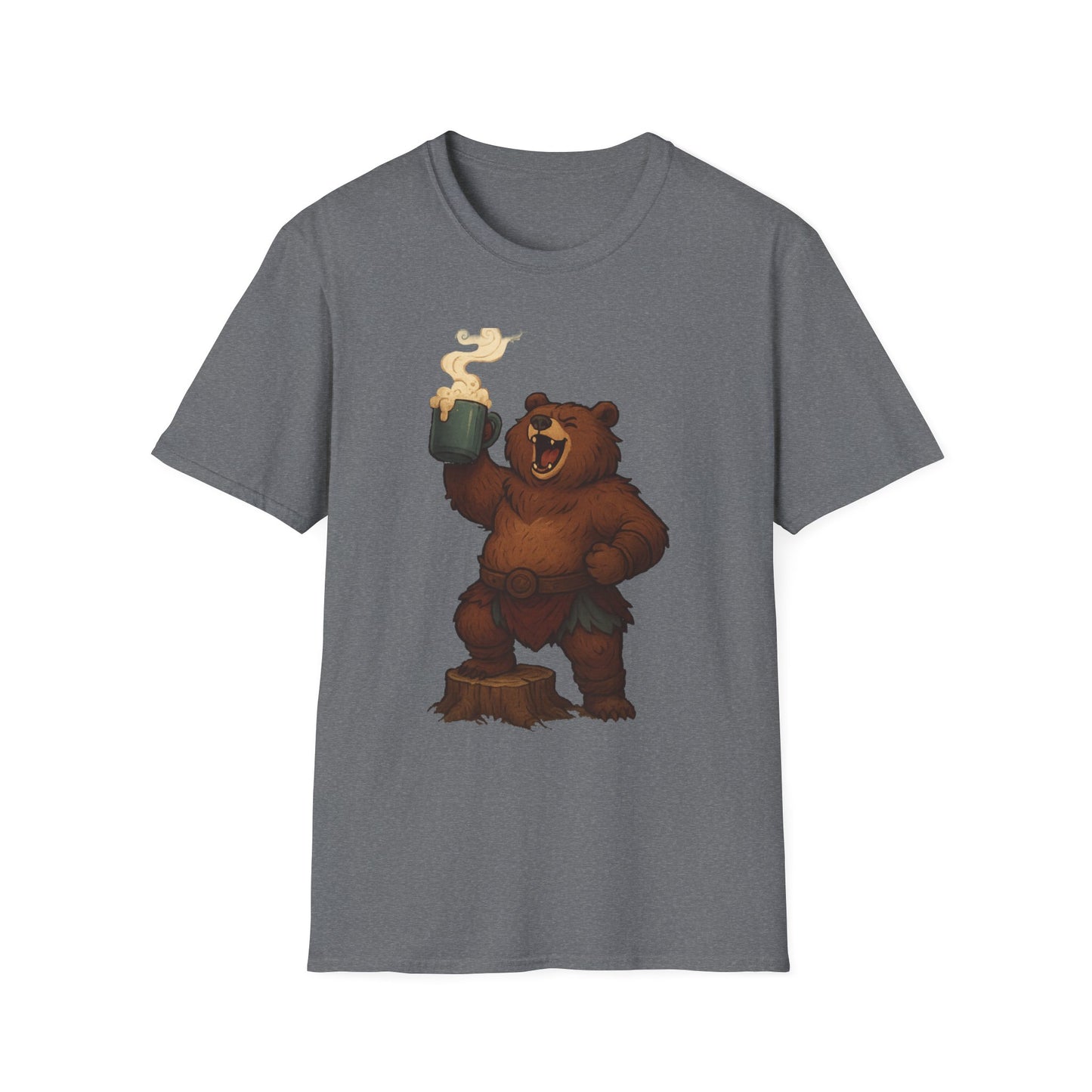 Bear Barbarian Unisex T-Shirt with Coffee Mug Design